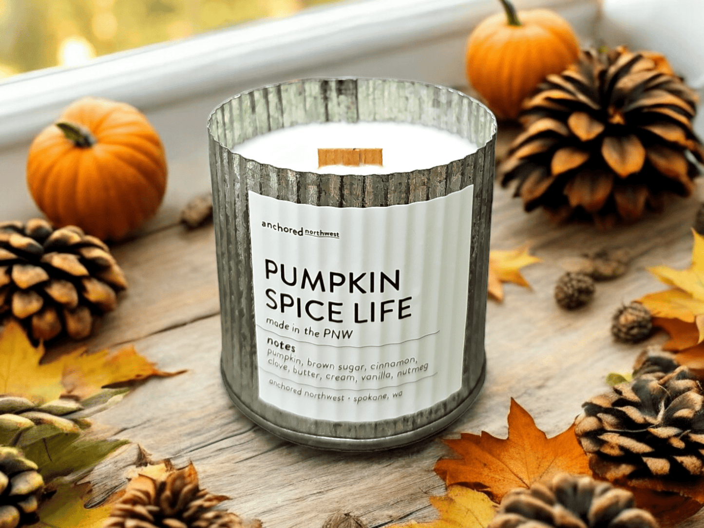 Pumpkin Spice Life Rustic Vintage Farmhouse Wood Wick Scented Candle: 10oz - T & R Underground Books