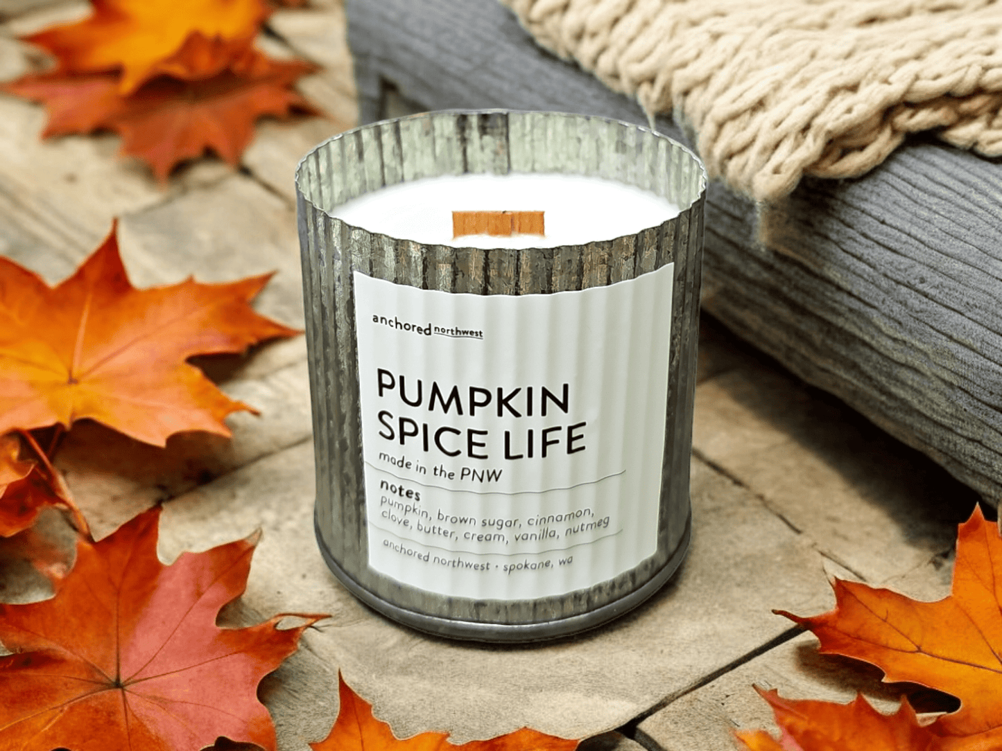 Pumpkin Spice Life Rustic Vintage Farmhouse Wood Wick Scented Candle: 10oz - T & R Underground Books