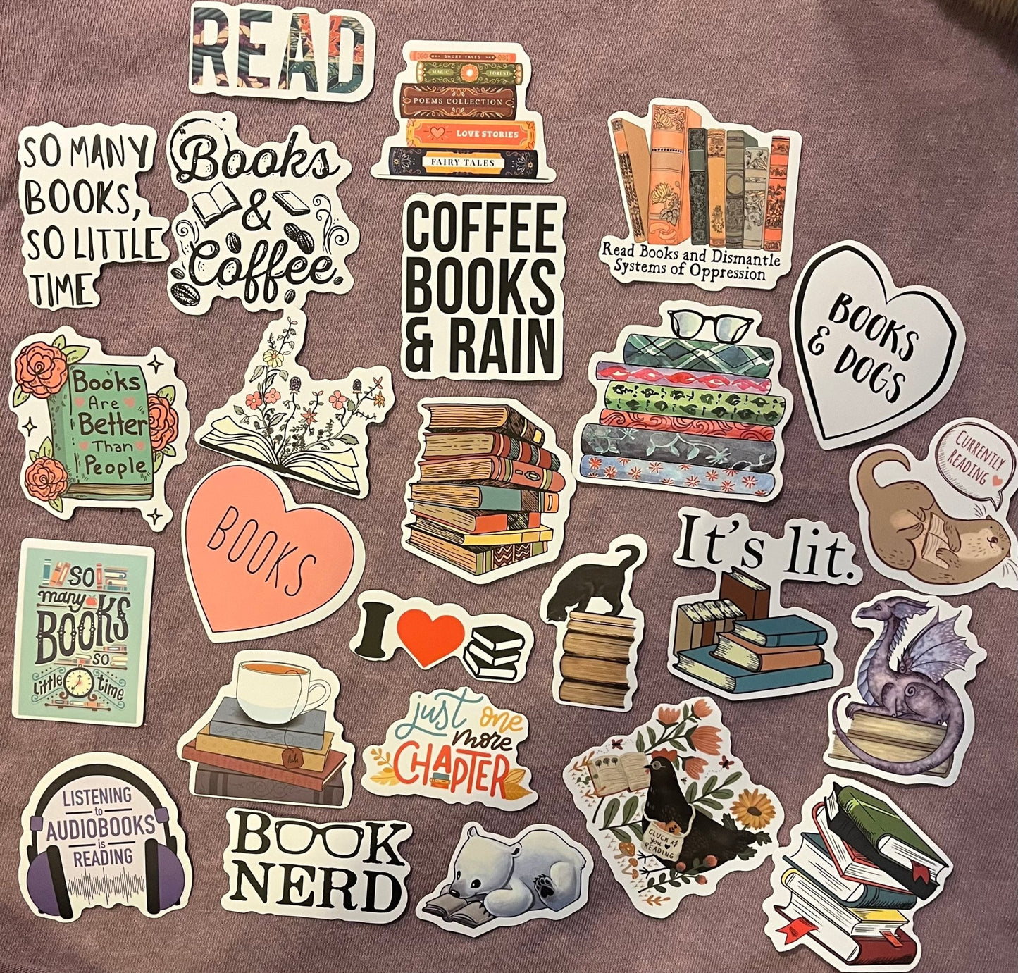 Stickers - Books, Coffee, Animals - 25 pieces - T & R Underground Books
