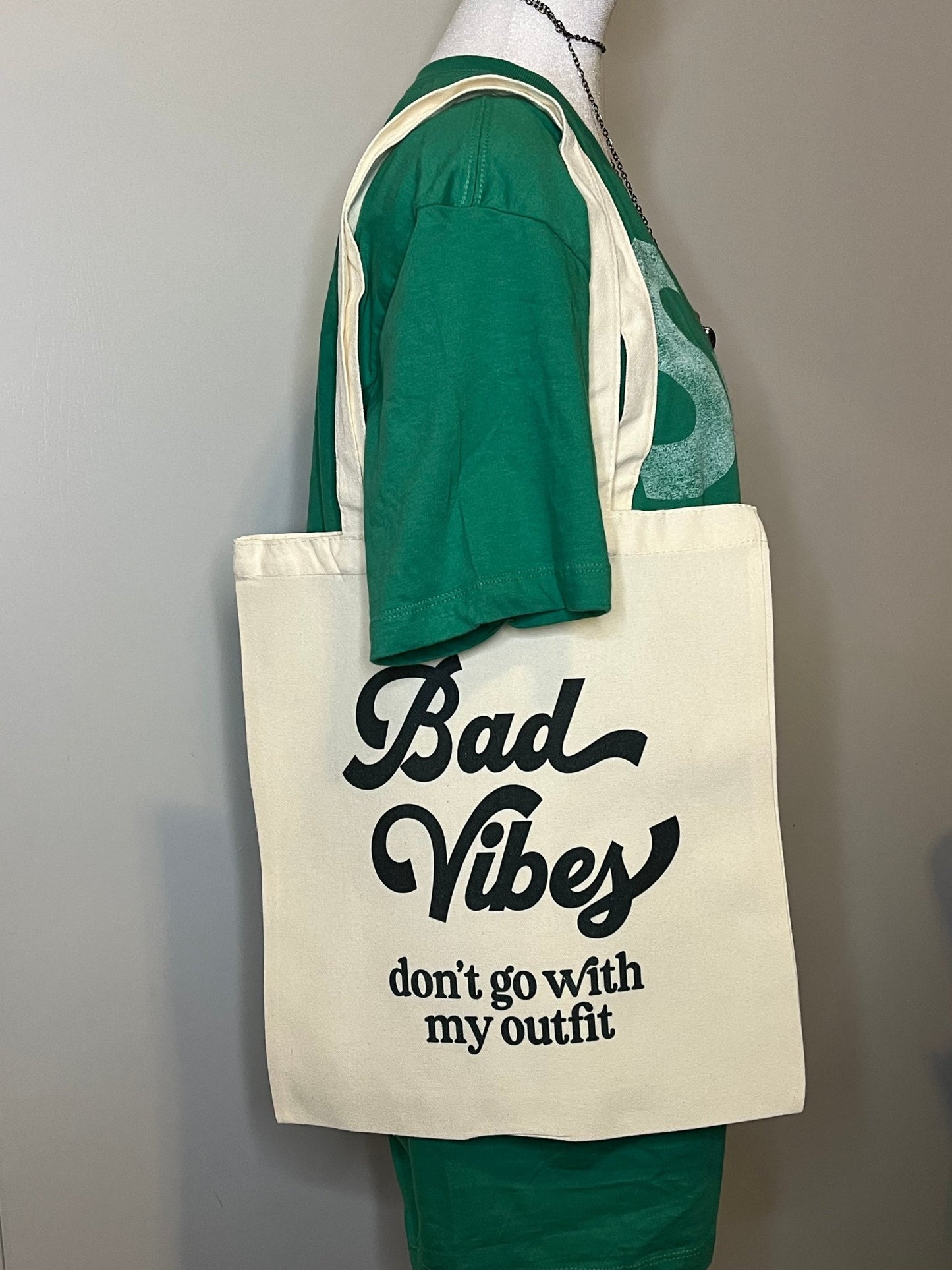 Reusable Canvas Bag - Bad Vibes Don't Go With My Outfit - Funny Sarcastic - T & R Underground Books