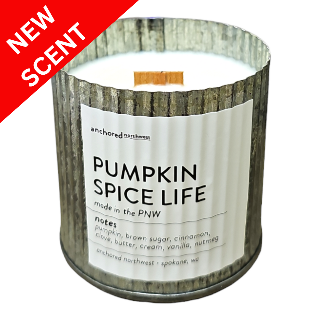 Pumpkin Spice Life Rustic Vintage Farmhouse Wood Wick Scented Candle: 10oz