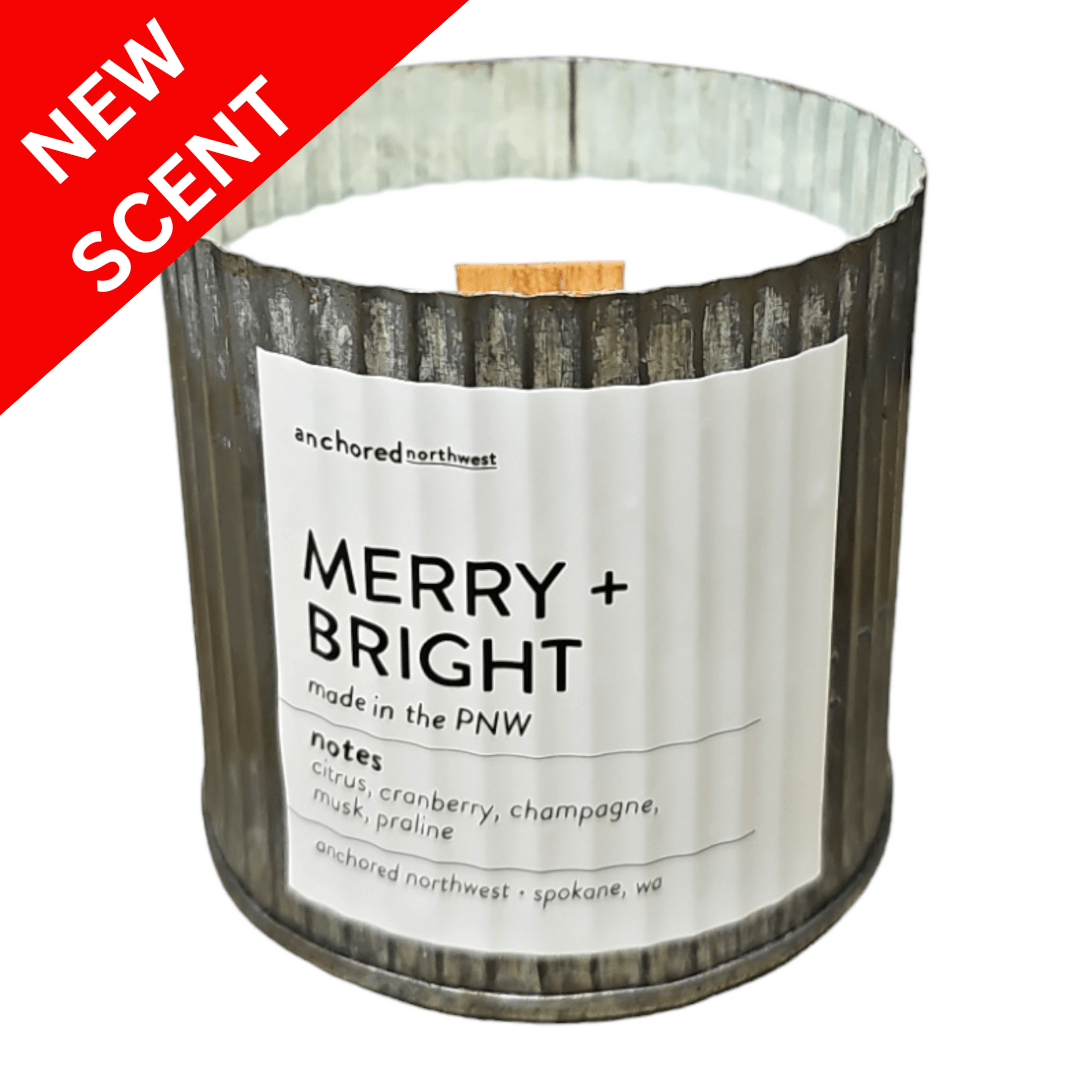 Merry + Bright Rustic Vintage Farmhouse Wood Wick Scented Candle: 10oz - T & R Underground Books