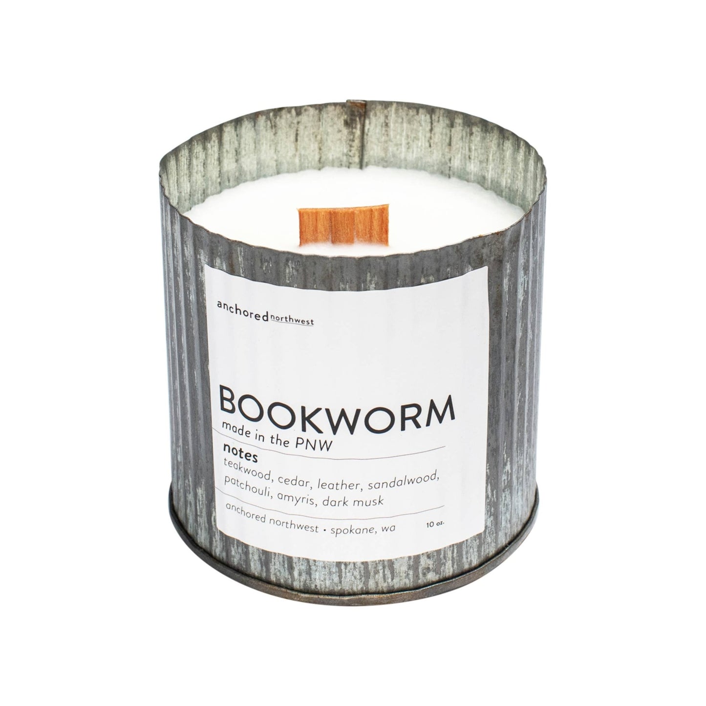 Bookworm Wood Wick Rustic Farmhouse Soy Candle - T & R Underground Books