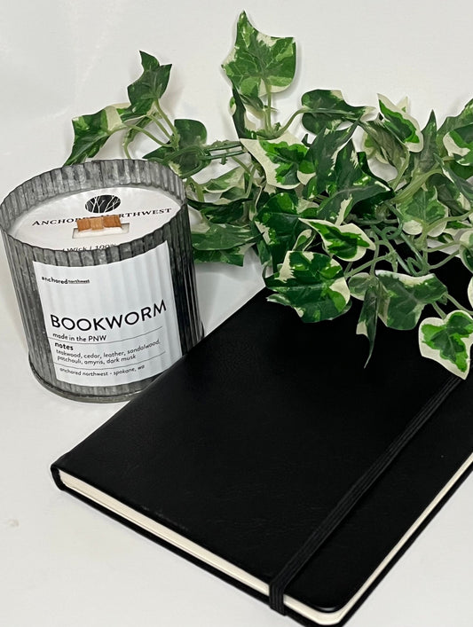 Bookworm Wood Wick Rustic Farmhouse Soy Candle - T & R Underground Books