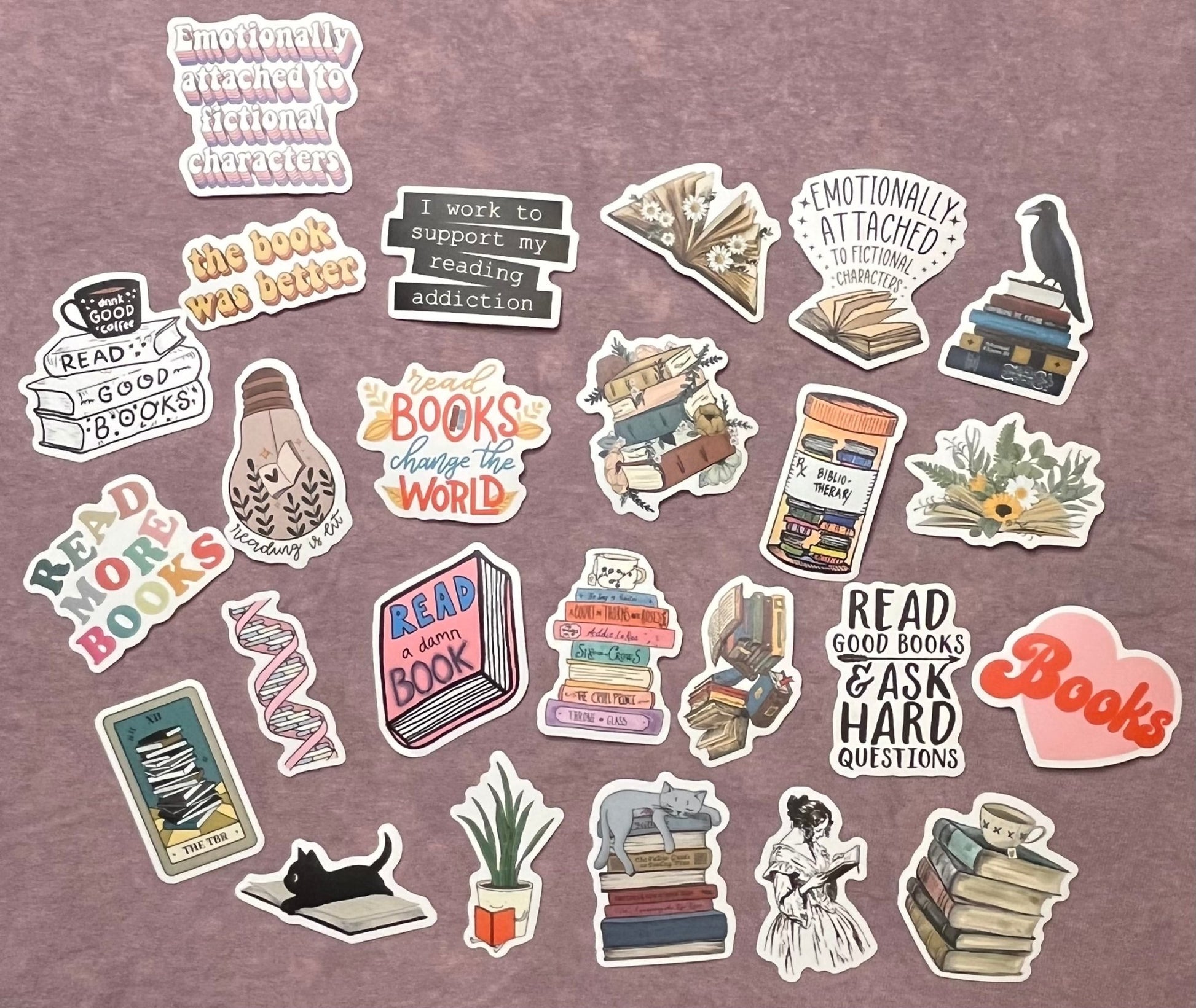 Coffee, Reading, and Cats Stickers - 25 pieces - T & R Underground Books