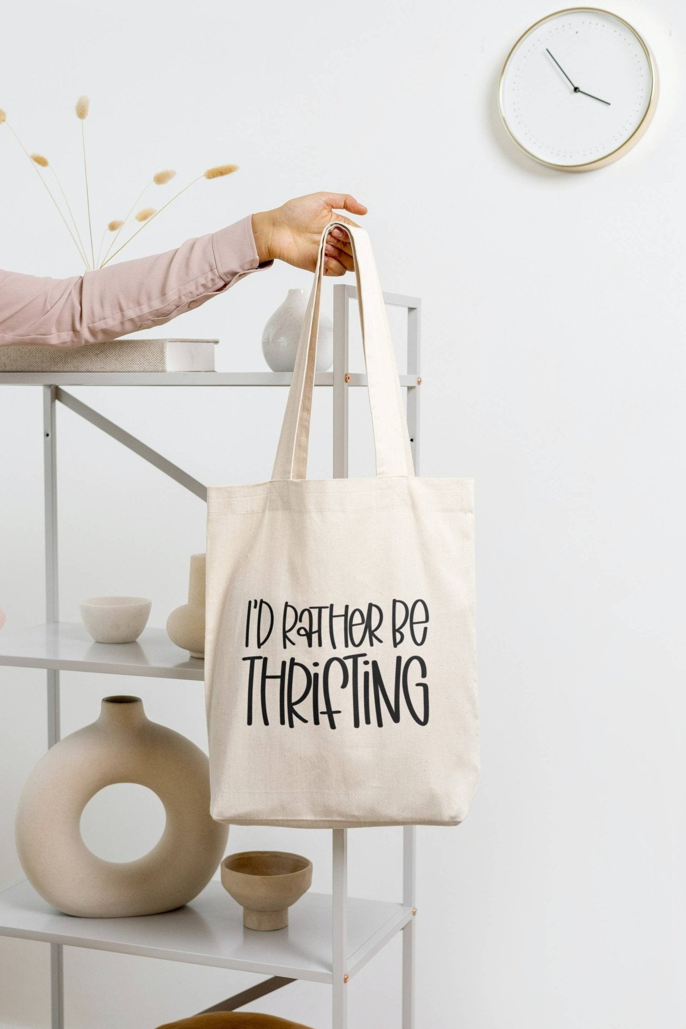 Reusable Canvas Bag - I'd Rather Be Thrifting - Funny Sarcastic - T & R Underground Books