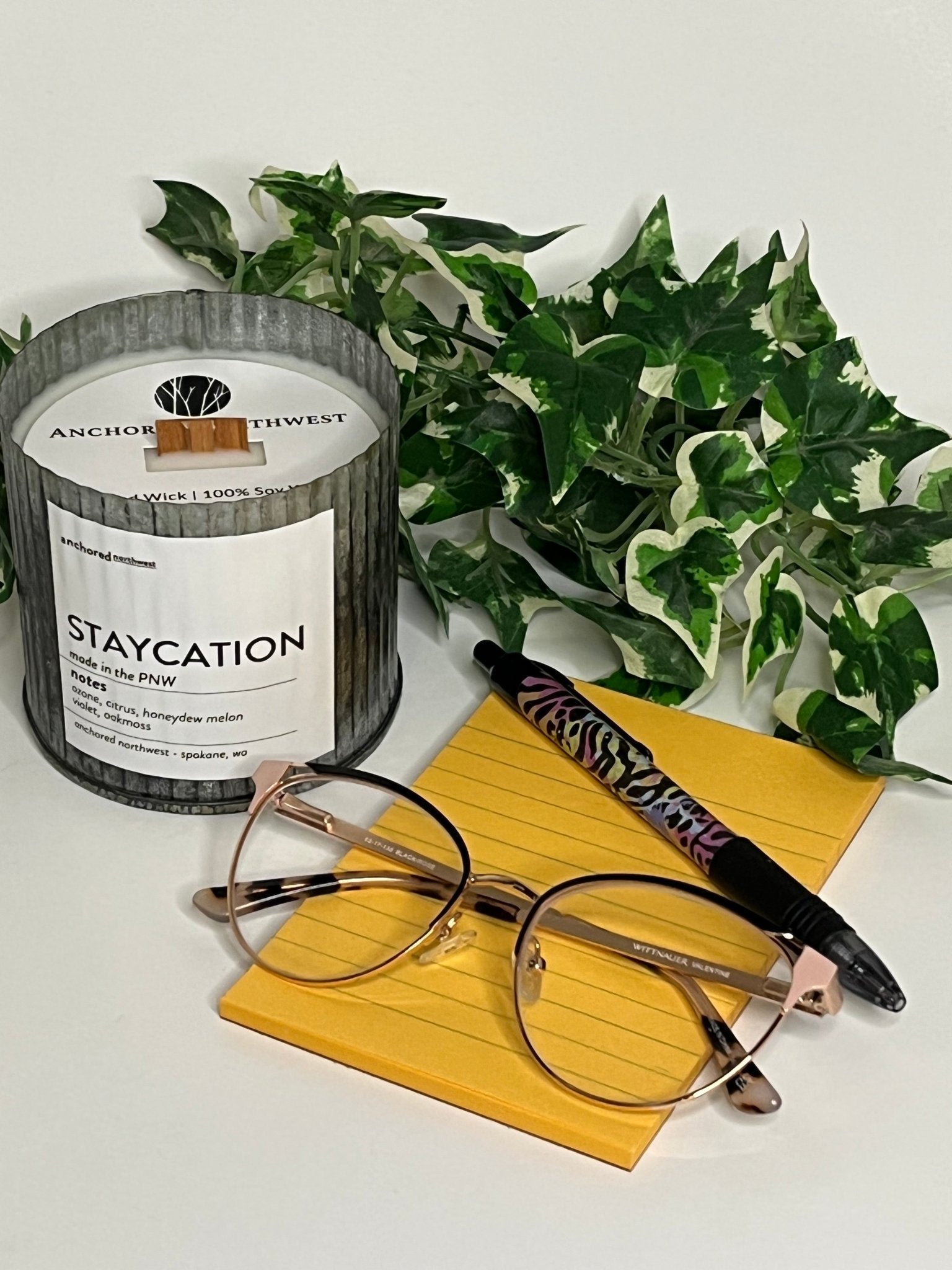 Staycation Wood Wick Rustic Farmhouse Soy Candle - T & R Underground Books